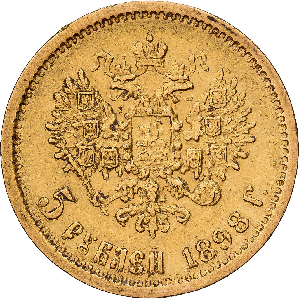 Russia, Nicholas II, 5 Roubles, 1898, St. Petersburg, Gold, EF(40-45), KM:62