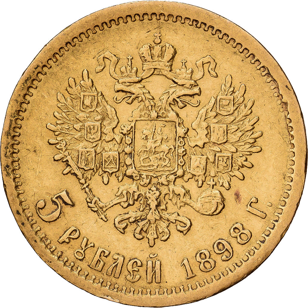 Russie, Nicholas II, 5 Roubles, 1898, St. Petersburg, Or, TB+, KM:62