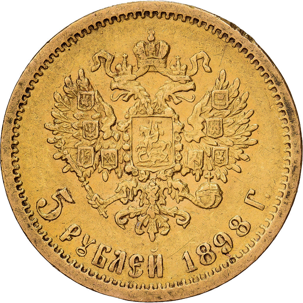 Russie, Nicholas II, 5 Roubles, 1898, St. Petersburg, Or, TTB, KM:62