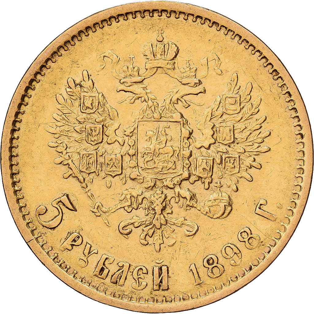 Russie, Nicholas II, 5 Roubles, 1898, St. Petersburg, Or, TTB+, KM:62
