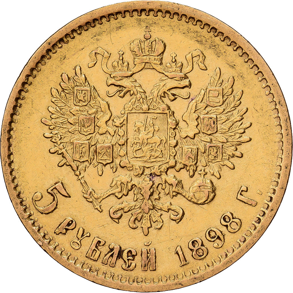 Russia, Nicholas II, 5 Roubles, 1898, St. Petersburg, Gold, EF(40-45), KM:62