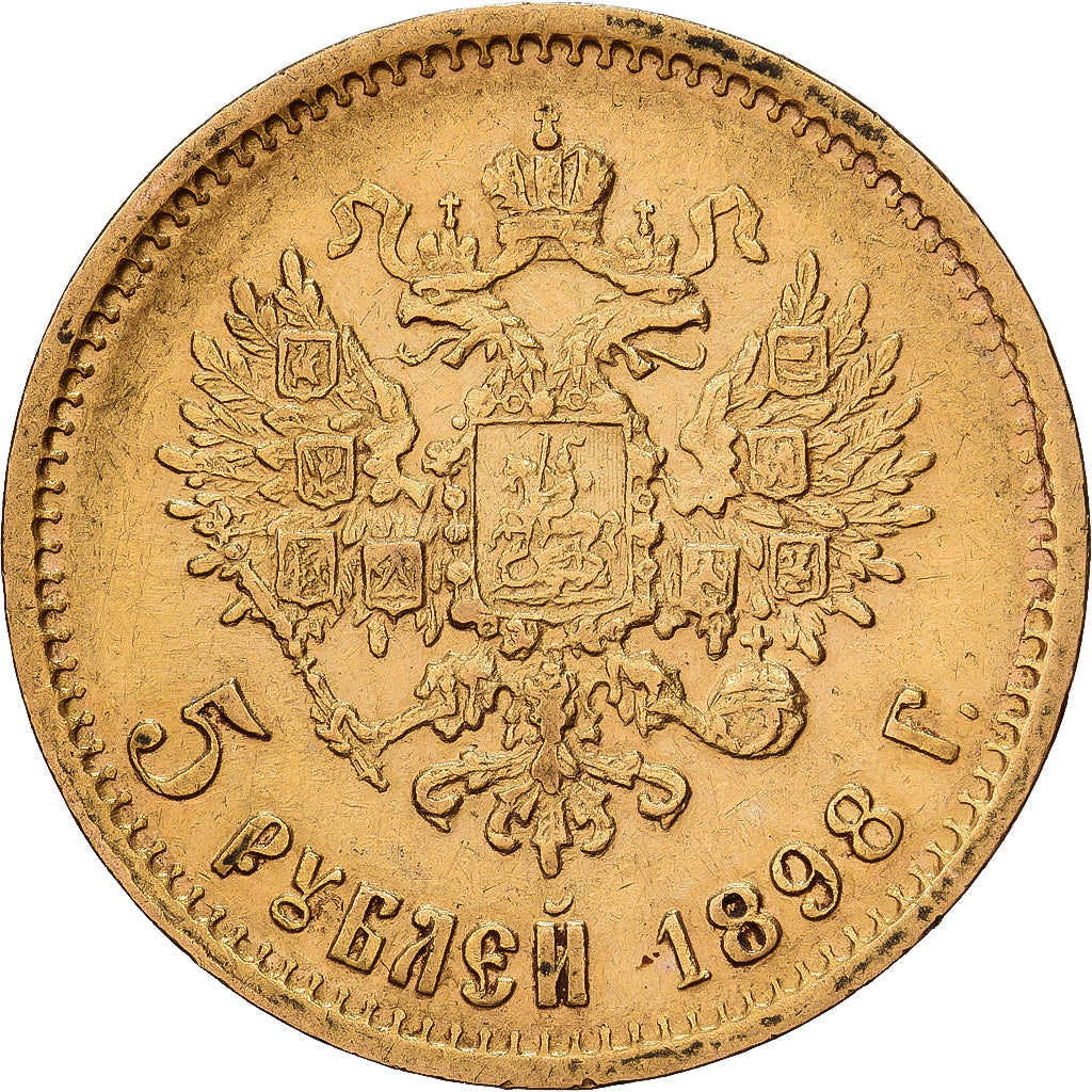 Russia, Nicholas II, 5 Roubles, 1898, St. Petersburg, Gold, EF(40-45), KM:62