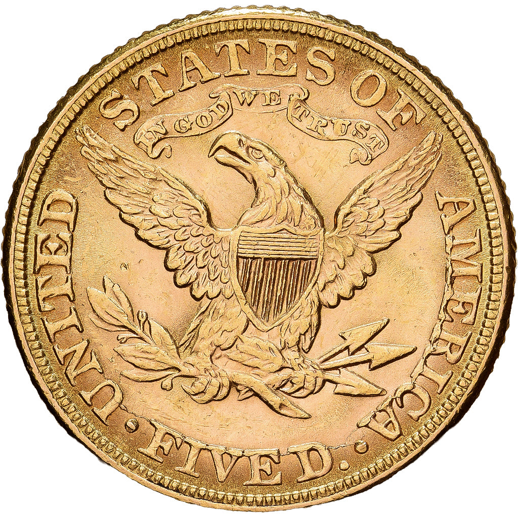 Stati Uniti, $5, Half Eagle, Coronet Head, 1881, U.S. Mint, Oro, BB, KM:101