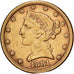 Verenigde Staten, $5, Half Eagle, Coronet Head, 1881, U.S. Mint, Goud, ZF