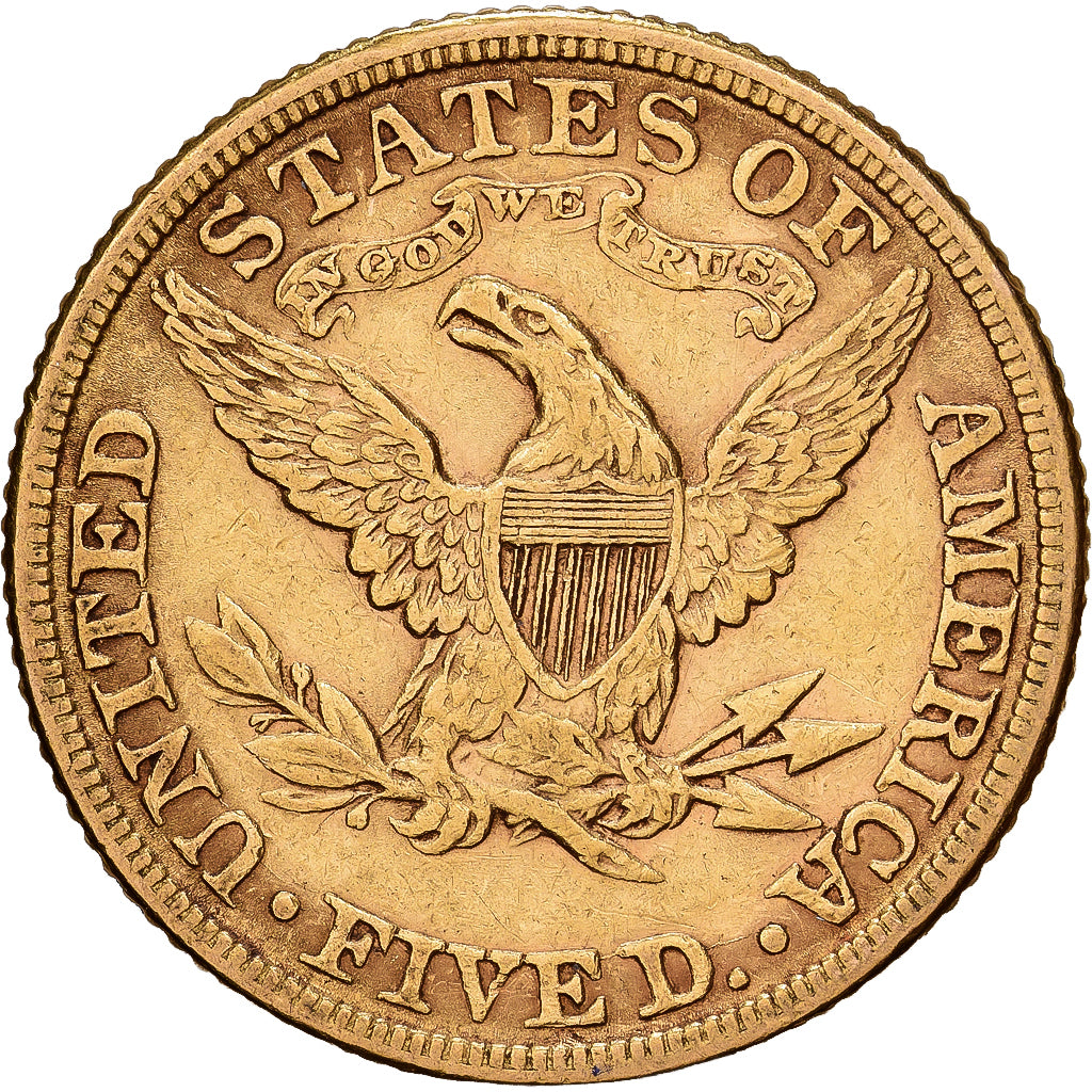 Verenigde Staten, $5, Half Eagle, Coronet Head, 1881, U.S. Mint, Goud, ZF