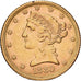 USA, $5, Half Eagle, Coronet Head, 1880, U.S. Mint, Złoto, AU(50-53), KM:101
