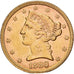Estados Unidos, $5, Half Eagle, Coronet Head, 1880, U.S. Mint, Oro, EBC, KM:101