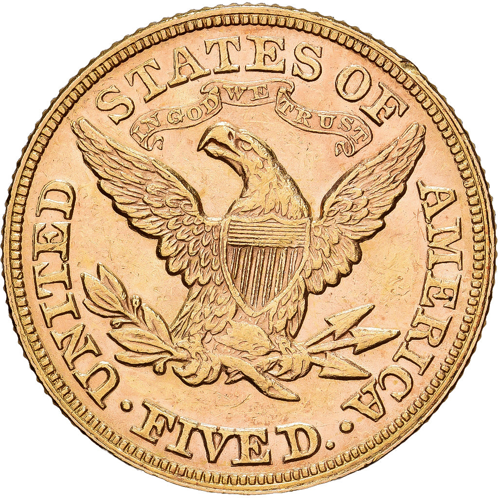 Estados Unidos, $5, Half Eagle, Coronet Head, 1880, U.S. Mint, Oro, EBC, KM:101