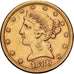 Estados Unidos, $5, Half Eagle, Coronet Head, 1886, U.S. Mint, Oro, MBC, KM:101