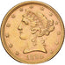 Stati Uniti, $5, Half Eagle, Coronet Head, 1895, U.S. Mint, Oro, BB+, KM:101