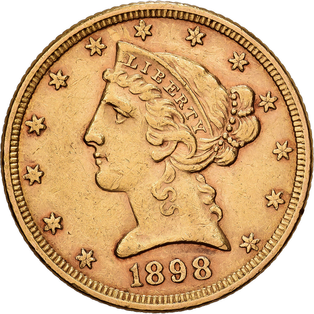 Vereinigte Staaten, $5, Half Eagle, Coronet Head, 1898, U.S. Mint, Gold, SS+