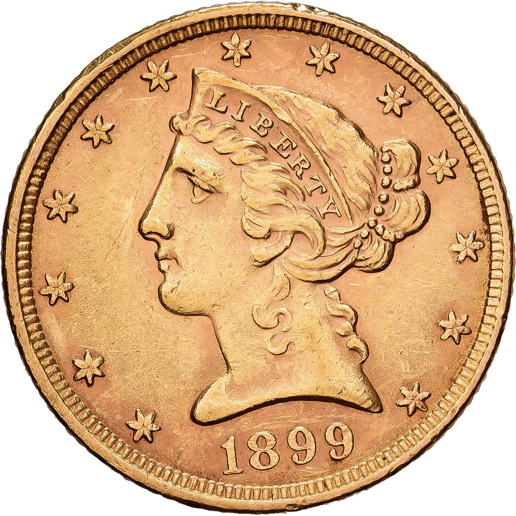 États-Unis, $5, Half Eagle, Coronet Head, 1899, U.S. Mint, Or, TTB+, KM:101