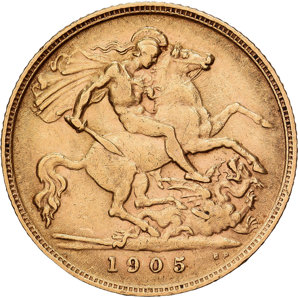 Gran Bretagna, Edward VII, 1/2 Sovereign, 1905, Oro, BB, KM:804