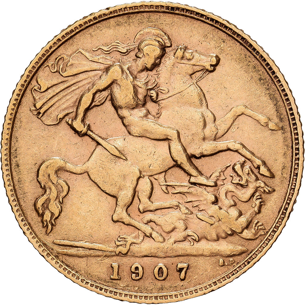 Gran Bretagna, Edward VII, 1/2 Sovereign, 1907, Oro, BB, KM:804