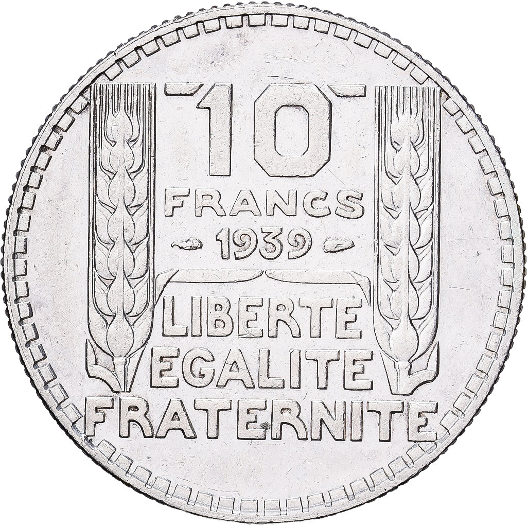 França, 10 Francs, Turin, 1939, Paris, Prata, MS(60-62), Gadoury:801, KM:878
