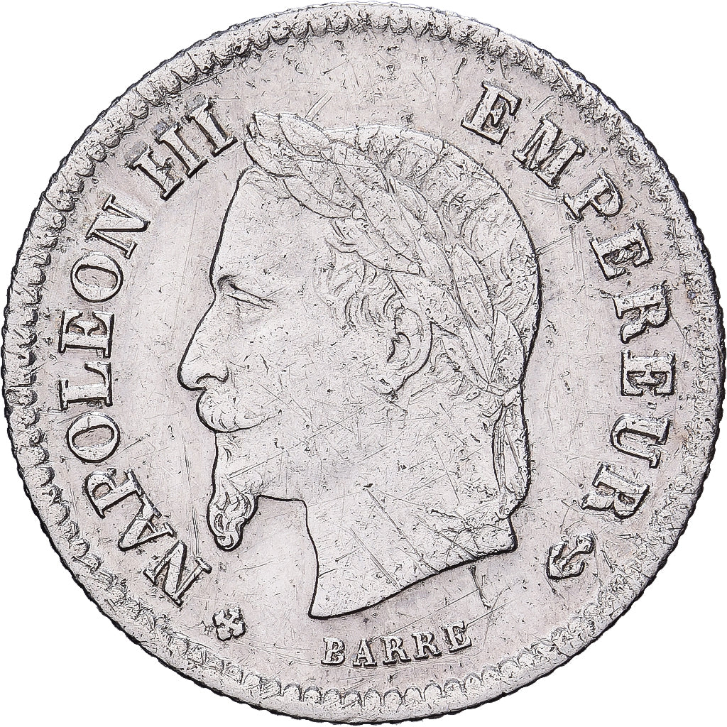 Francja, Napoleon III, 20 Centimes, 1867, Strasbourg, Srebro, AU(50-53)