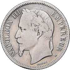 Francja, Napoleon III, Franc, 1866, Bordeaux, Srebro, F(12-15), Gadoury:463