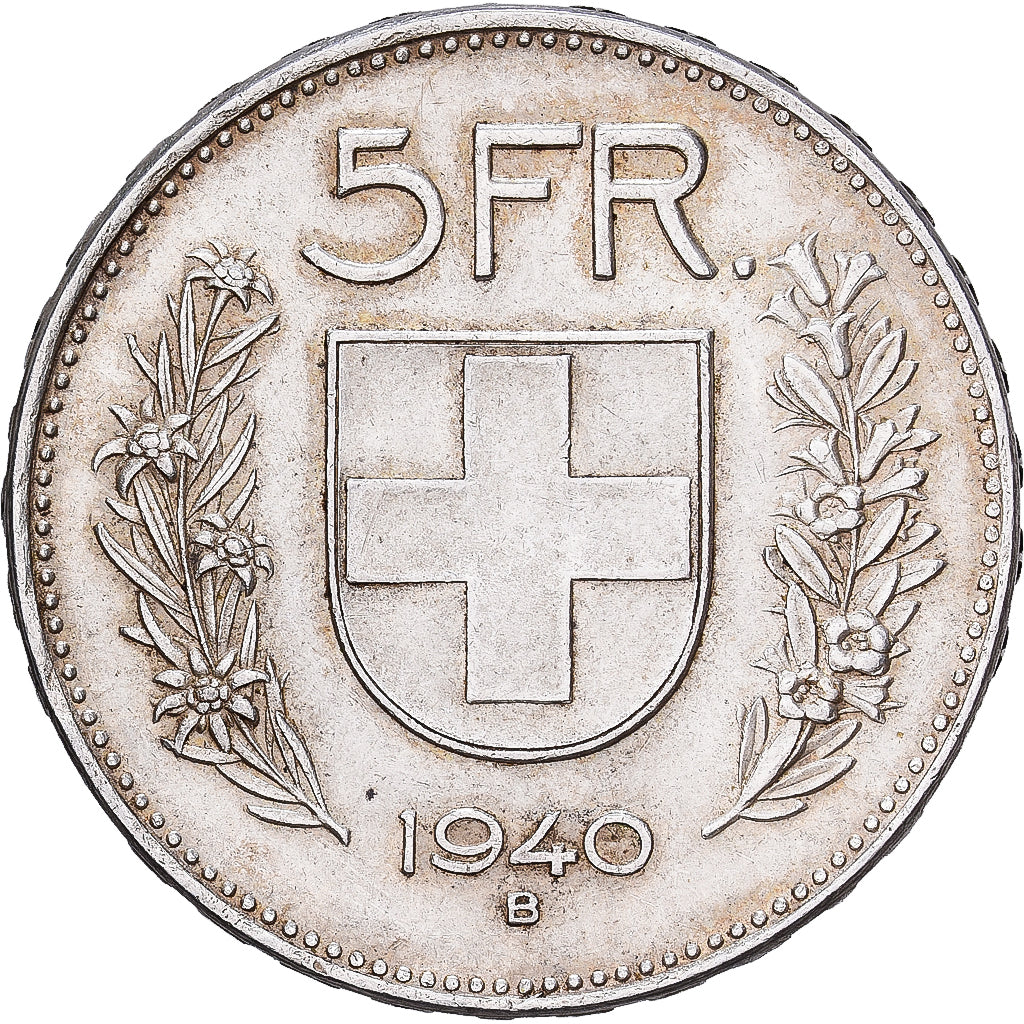 Switzerland, 5 Francs, 1940, Bern, Silver, AU(50-53), KM:40