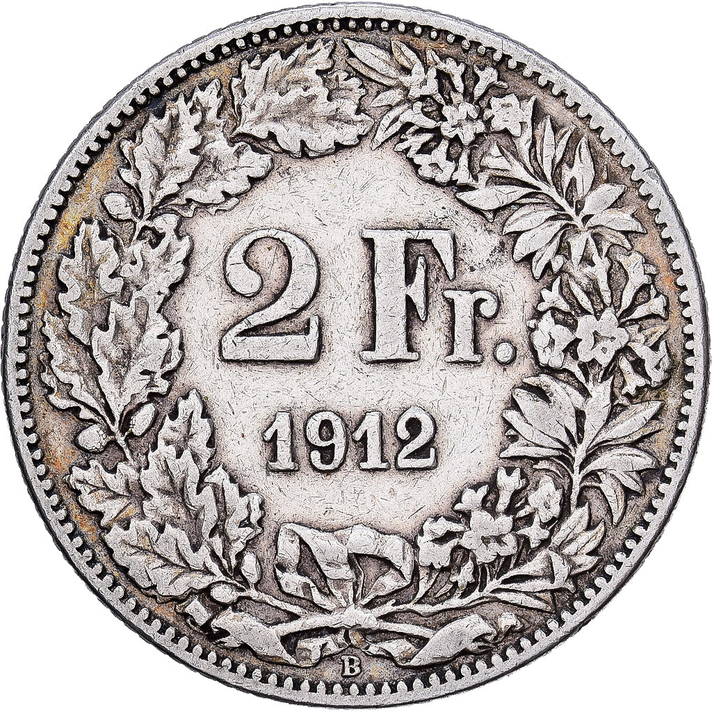 Zwitserland, 2 Francs, 1912, Bern, Zilver, ZF, KM:21