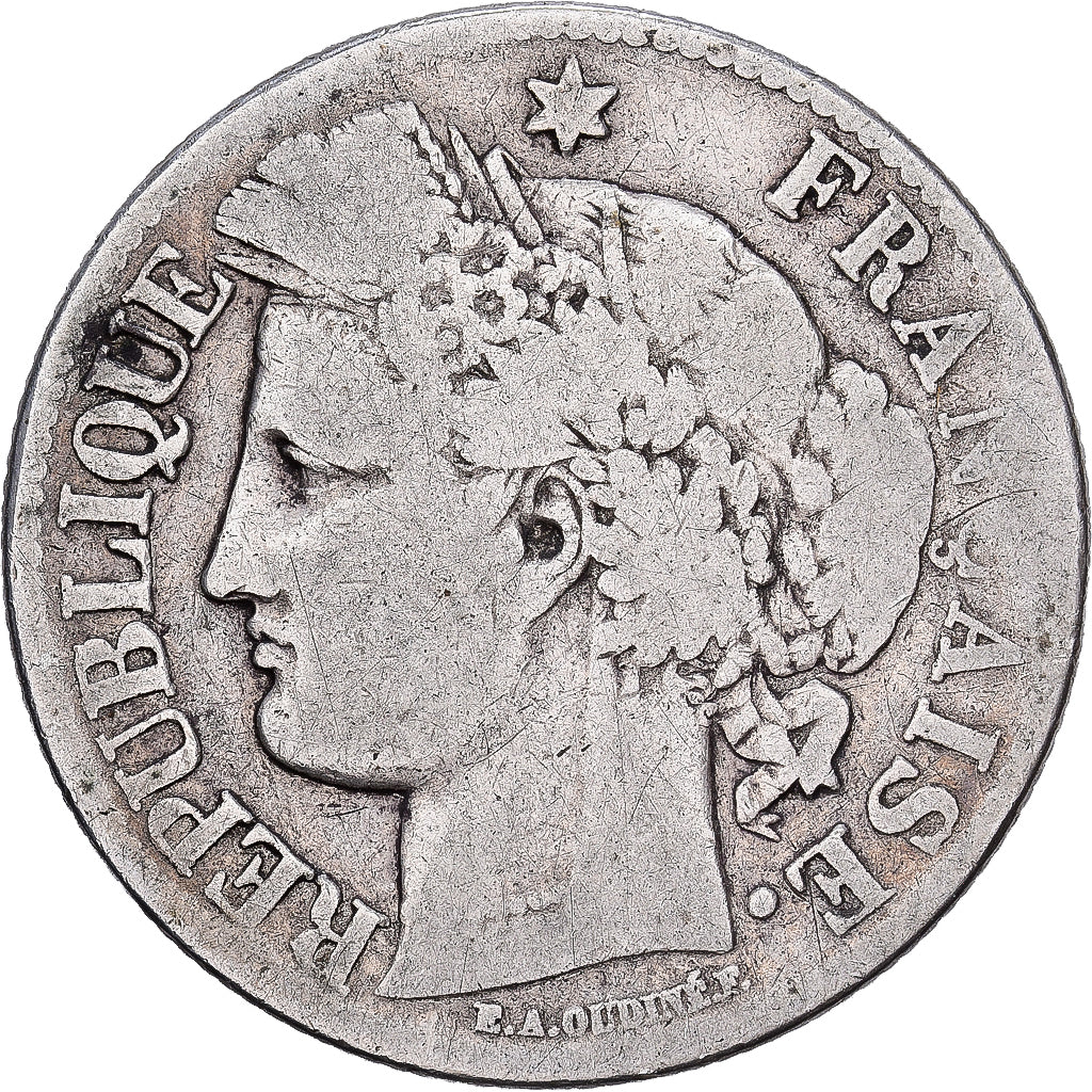 Francia, 2 Francs, Cérès, 1871, Paris, Large A, Plata, BC+, Gadoury:530