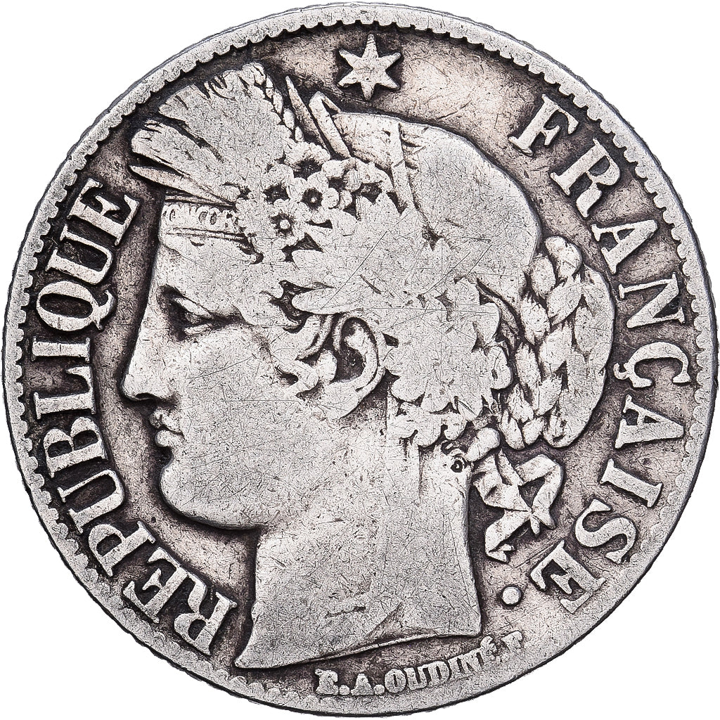 Francia, Franc, Cérès, 1887, Paris, Plata, BC+, Gadoury:465a, KM:822.1