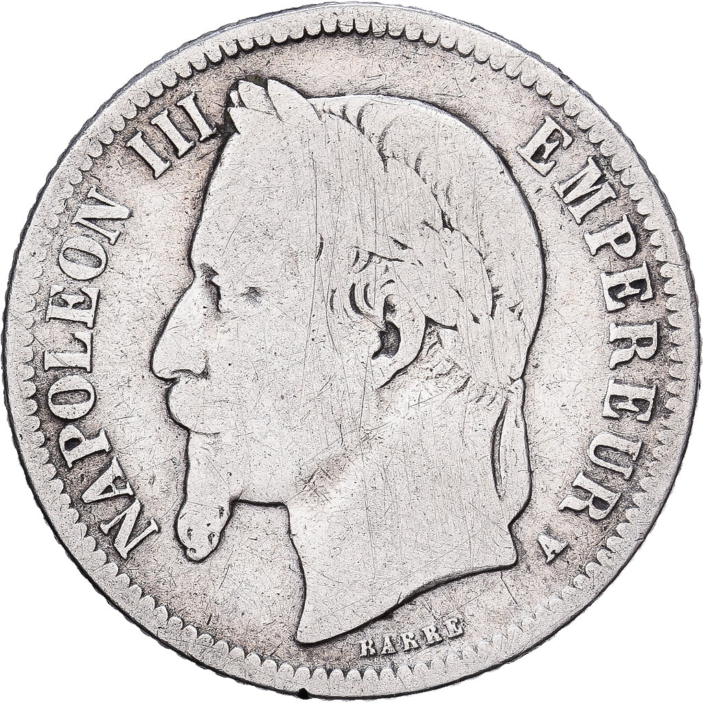 Francia, Napoleon III, Franc, 1867, Paris, Plata, BC, Gadoury:463, KM:806.1