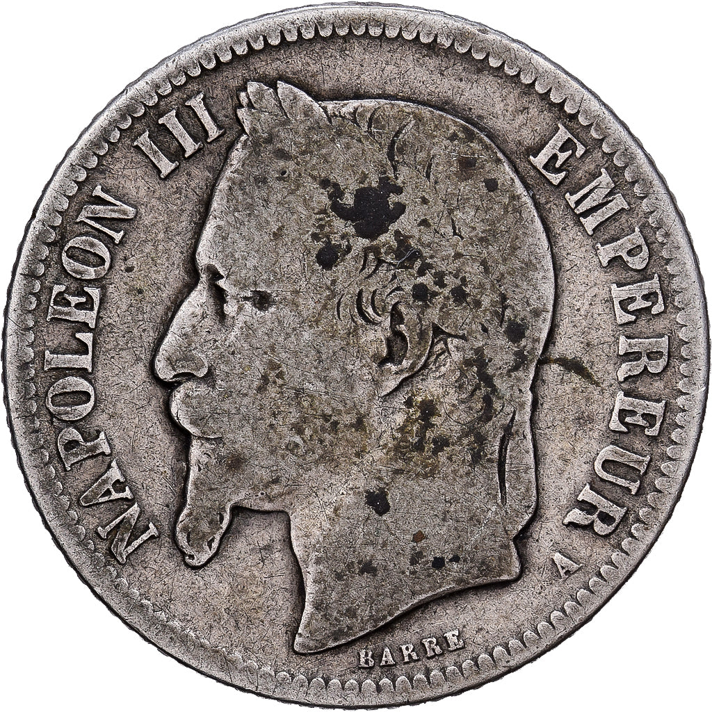 Francia, Napoleon III, Franc, 1866, Paris, Plata, BC, KM:806.1