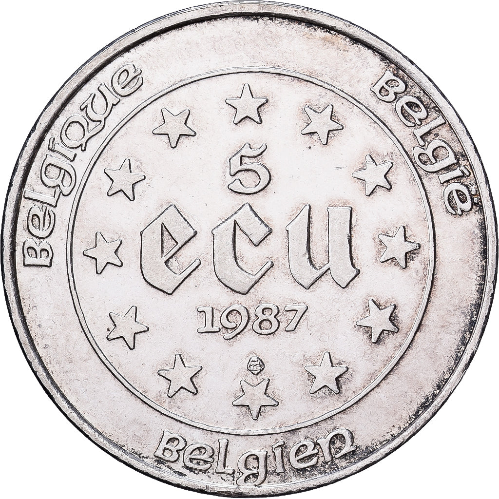 België, Baudouin I, 5 Ecu, 1987, Brussels, Zilver, UNC-, KM:166