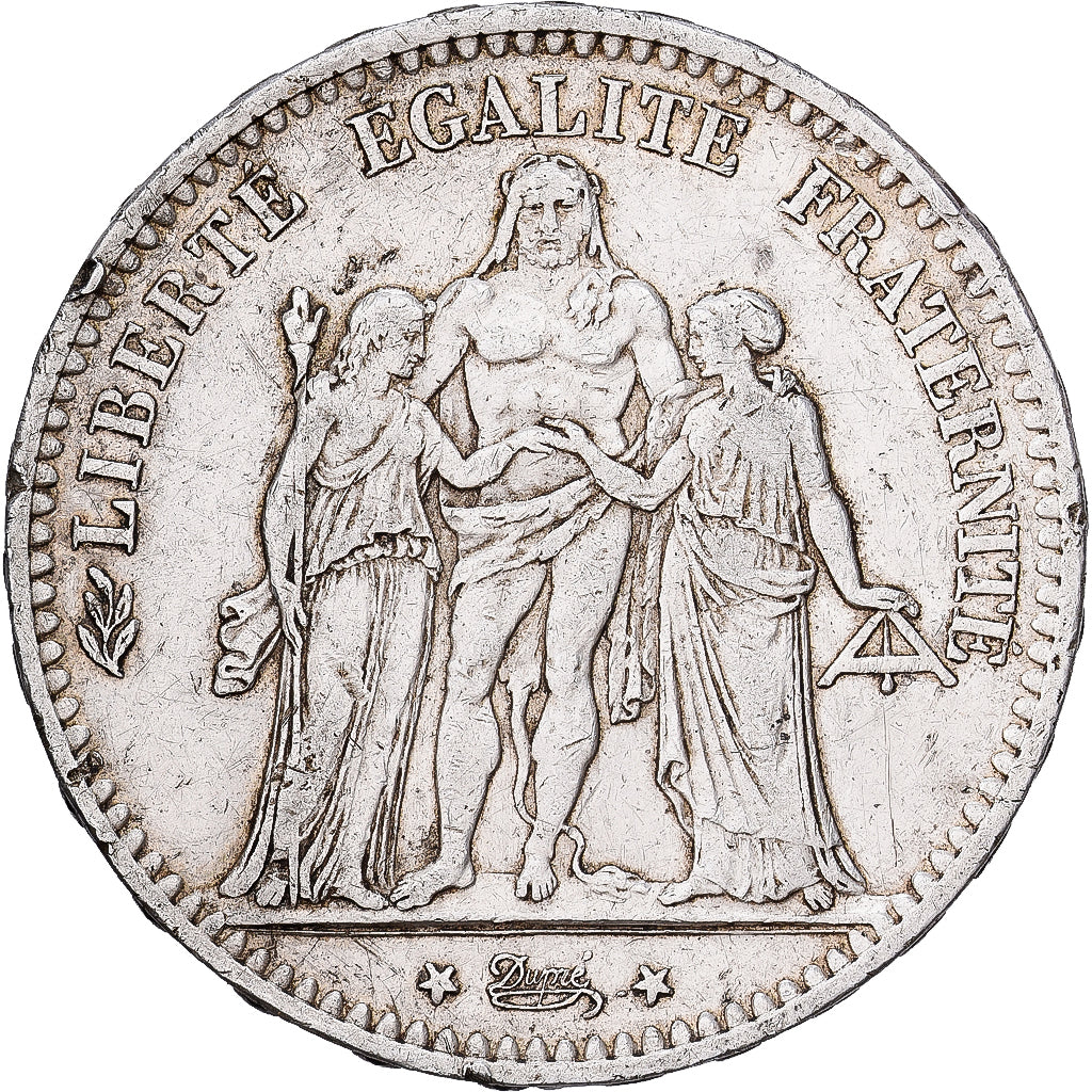 France, 5 Francs, Hercule, 1876, Paris, Silver, EF(40-45), Gadoury:745a
