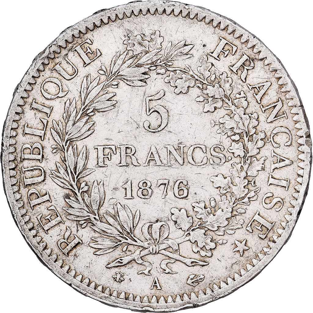 France, 5 Francs, Hercule, 1876, Paris, Silver, EF(40-45), Gadoury:745a