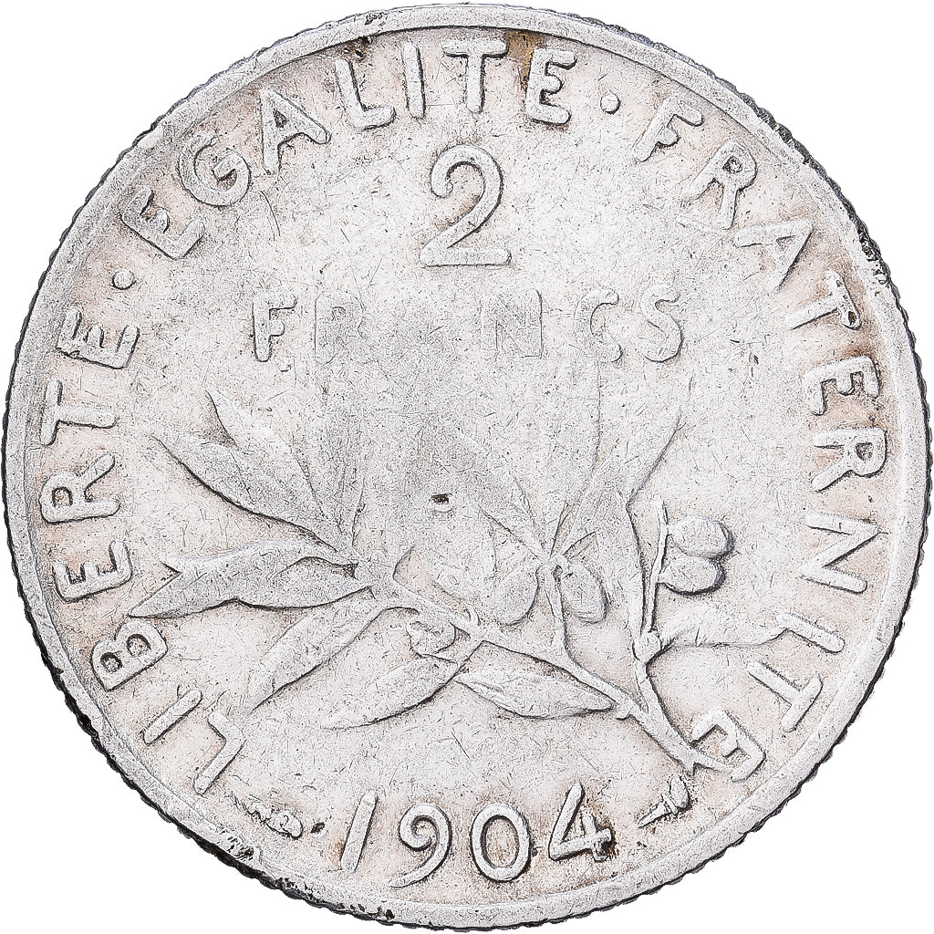 França, 2 Francs, Semeuse, 1904, Paris, Prata, VF(20-25), Gadoury:532, KM:845.1