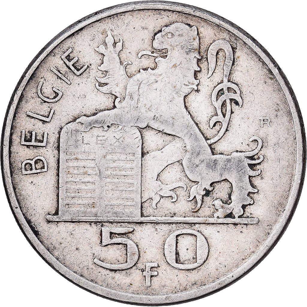 Belgia, Régence Prince Charles, 50 Francs, 50 Frank, 1950, Brussels, Srebro