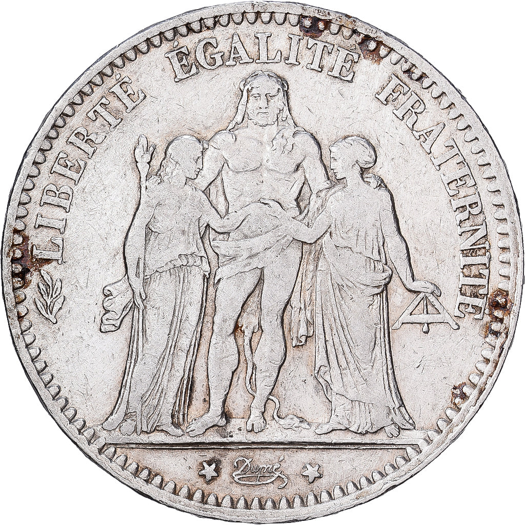 França, 5 Francs, Hercule, 1875, Paris, Prata, EF(40-45), Gadoury:745a