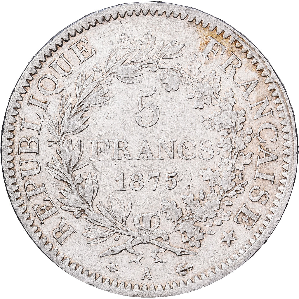 França, 5 Francs, Hercule, 1875, Paris, Prata, EF(40-45), Gadoury:745a