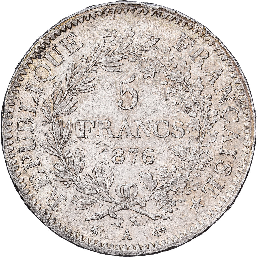 France, 5 Francs, Hercule, 1876, Paris, Silver, AU(50-53), Gadoury:745a