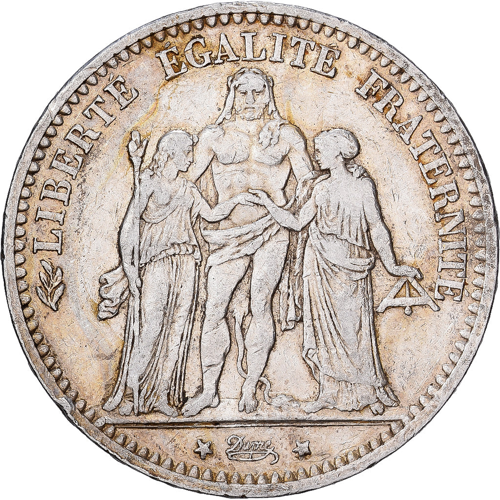 França, 5 Francs, Hercule, 1875, Paris, Prata, EF(40-45), Gadoury:745a