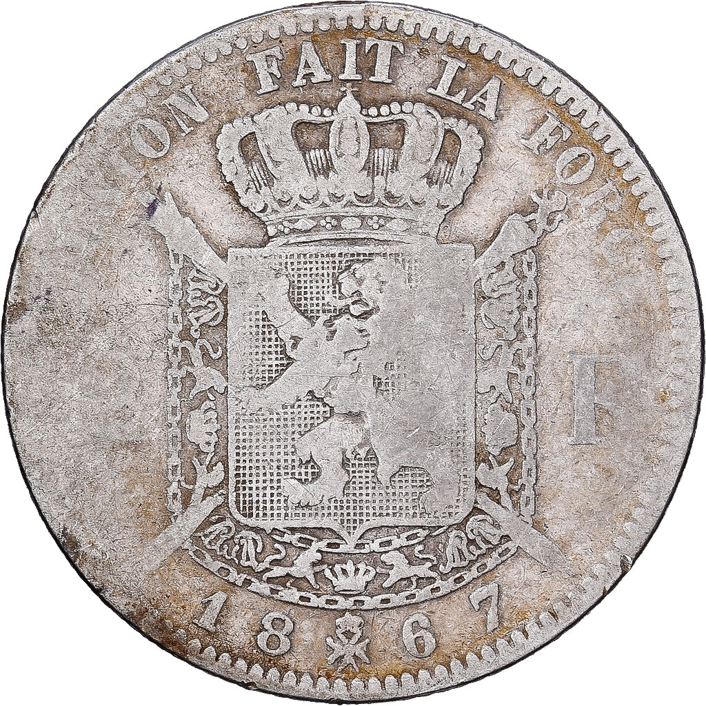 Belgique, Leopold II, 2 Francs, 2 Frank, 1867, Argent, B+, KM:30.2