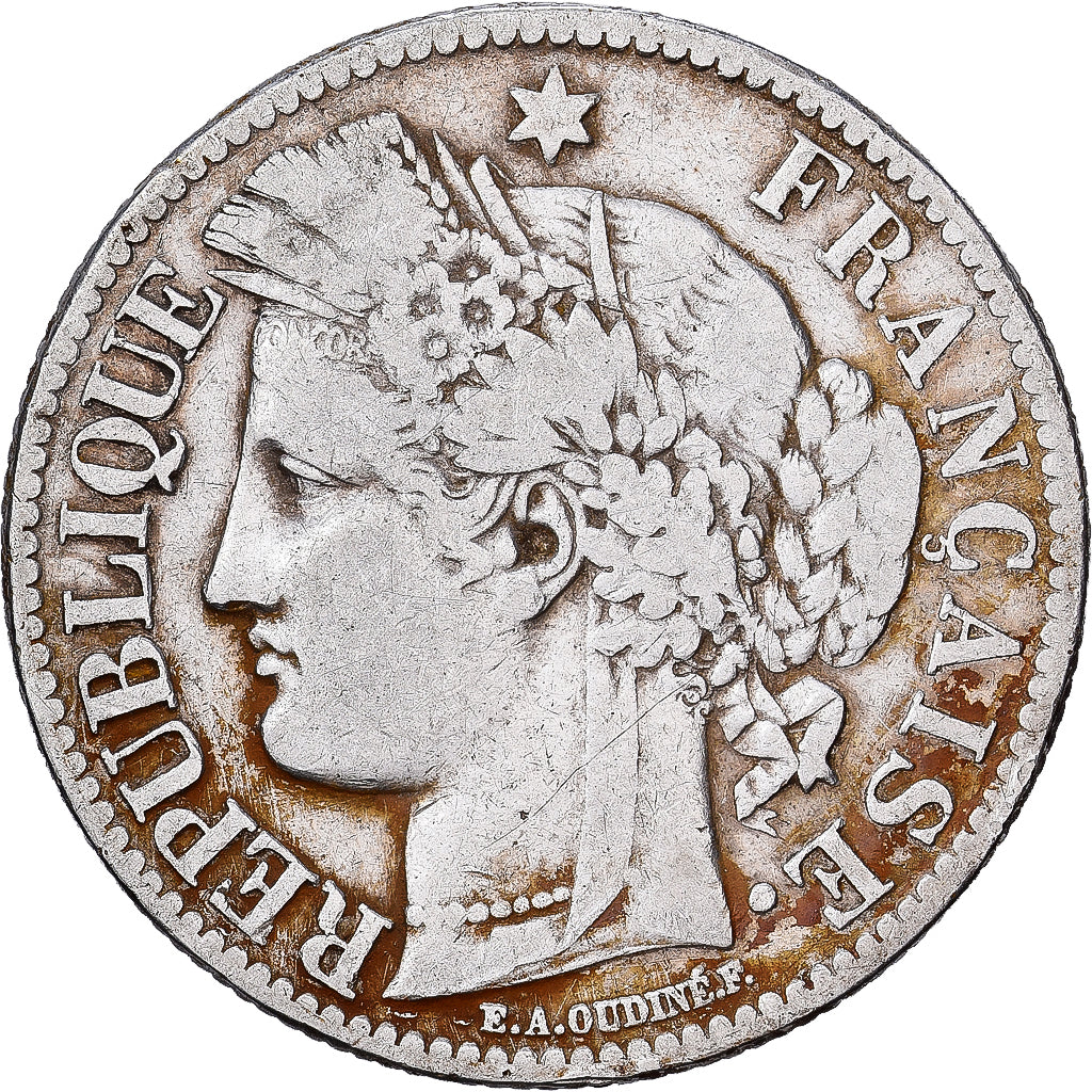 France, 2 Francs, Cérès, 1871, Paris, grand A, Silver, F(12-15), Gadoury:530