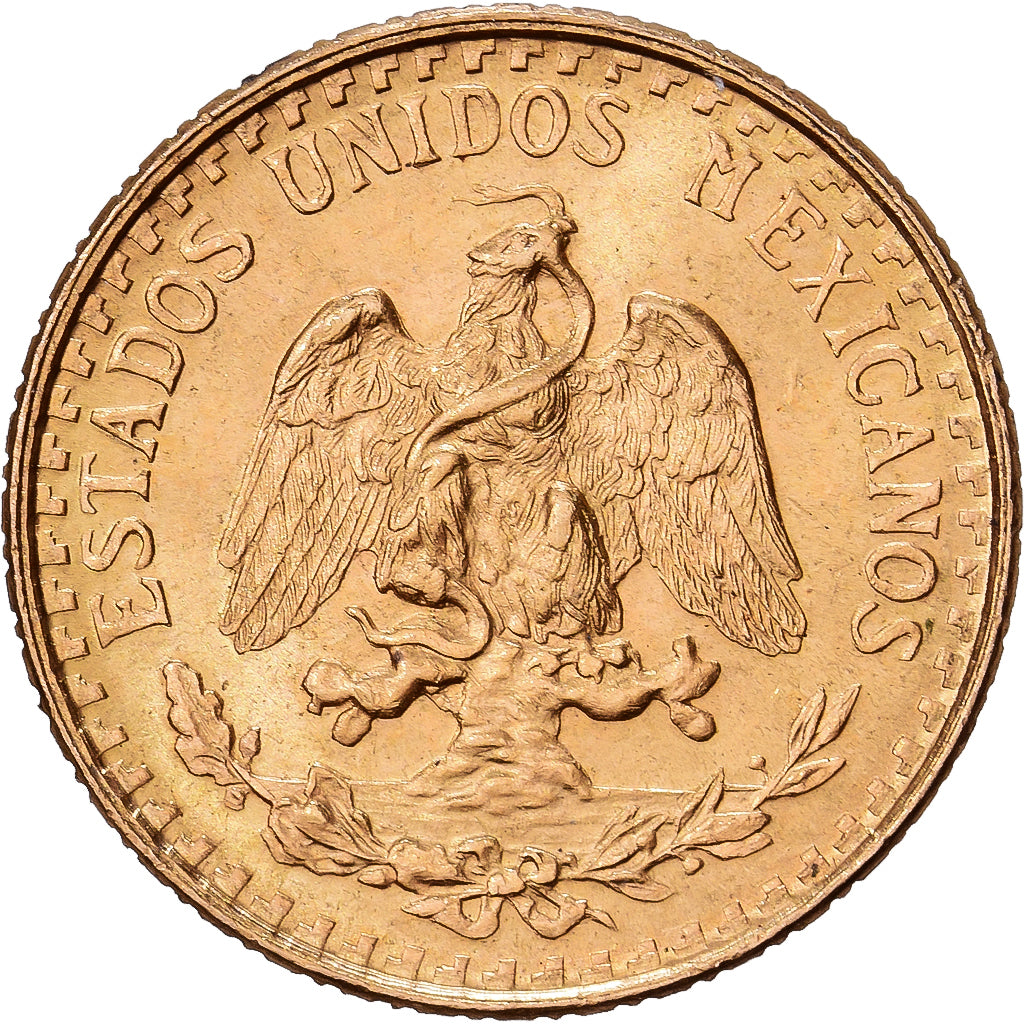 Mexico, 2 Pesos, 1945, Mexico City, Gold, AU(55-58), KM:461