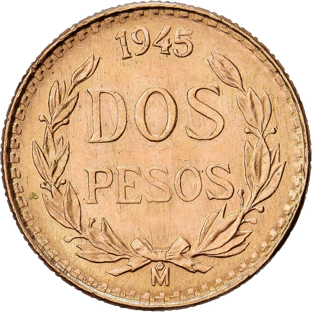 Mexique, 2 Pesos, 1945, Mexico City, Or, SUP, KM:461