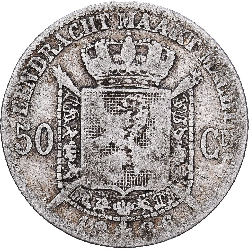 Belgique, Leopold II, 50 Centimes, 1886, Bruxelles, Argent, TB, KM:27