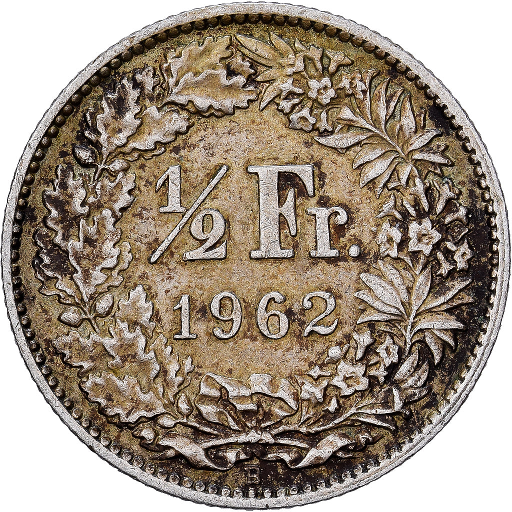 Szwajcaria, 1/2 Franc, 1962, Bern, Srebro, VF(30-35), KM:23