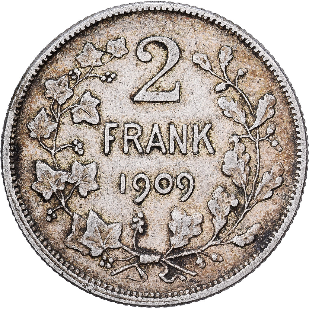 Belgique, Leopold II, 2 Francs, 2 Frank, 1909, Bruxelles, Argent, TB+, KM:59