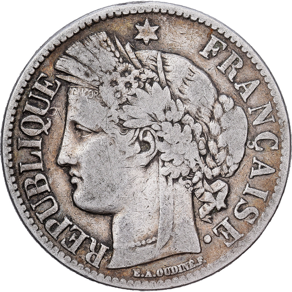 France, 2 Francs, Cérès, 1870, Bordeaux, Silver, F(12-15), Gadoury:529