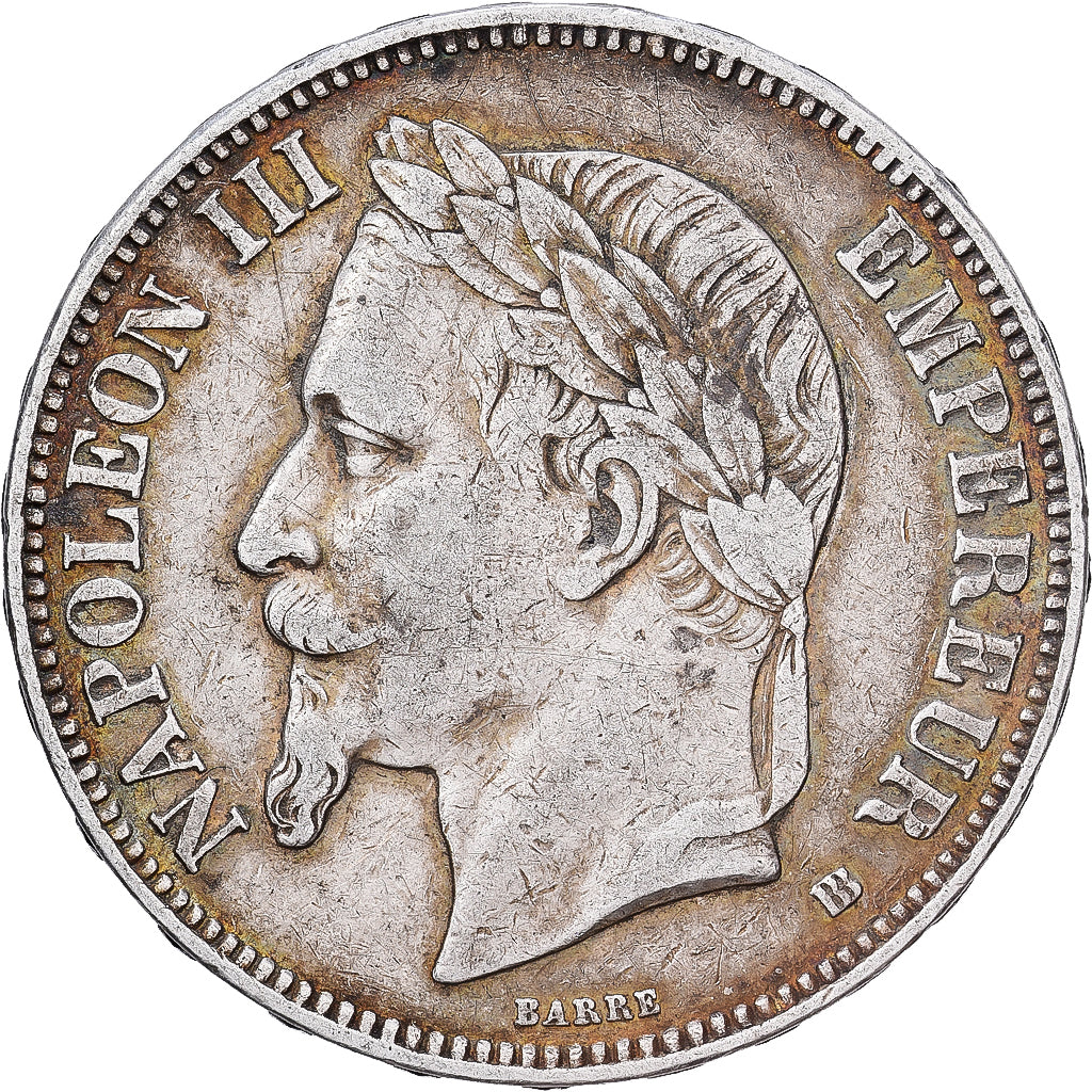 France, Napoleon III, 5 Francs, 1868, Strasbourg, Silver, EF(40-45)