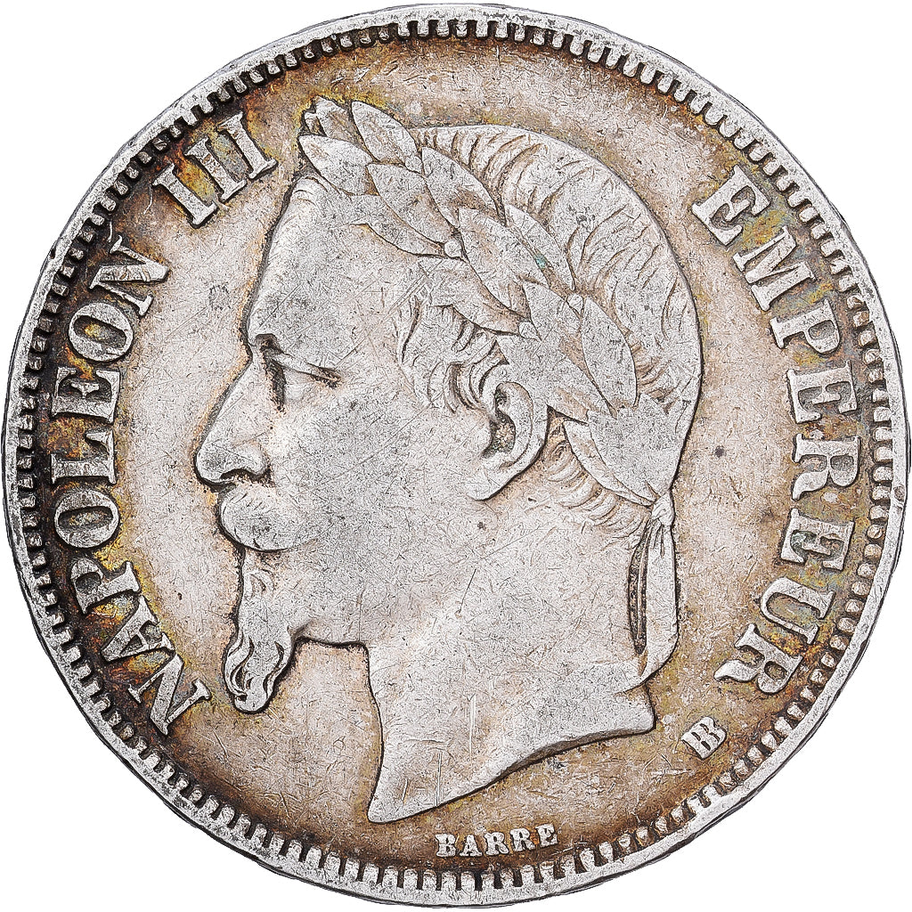 France, Napoléon III, 5 Francs, 1869, Strasbourg, Argent, TTB, Gadoury:739