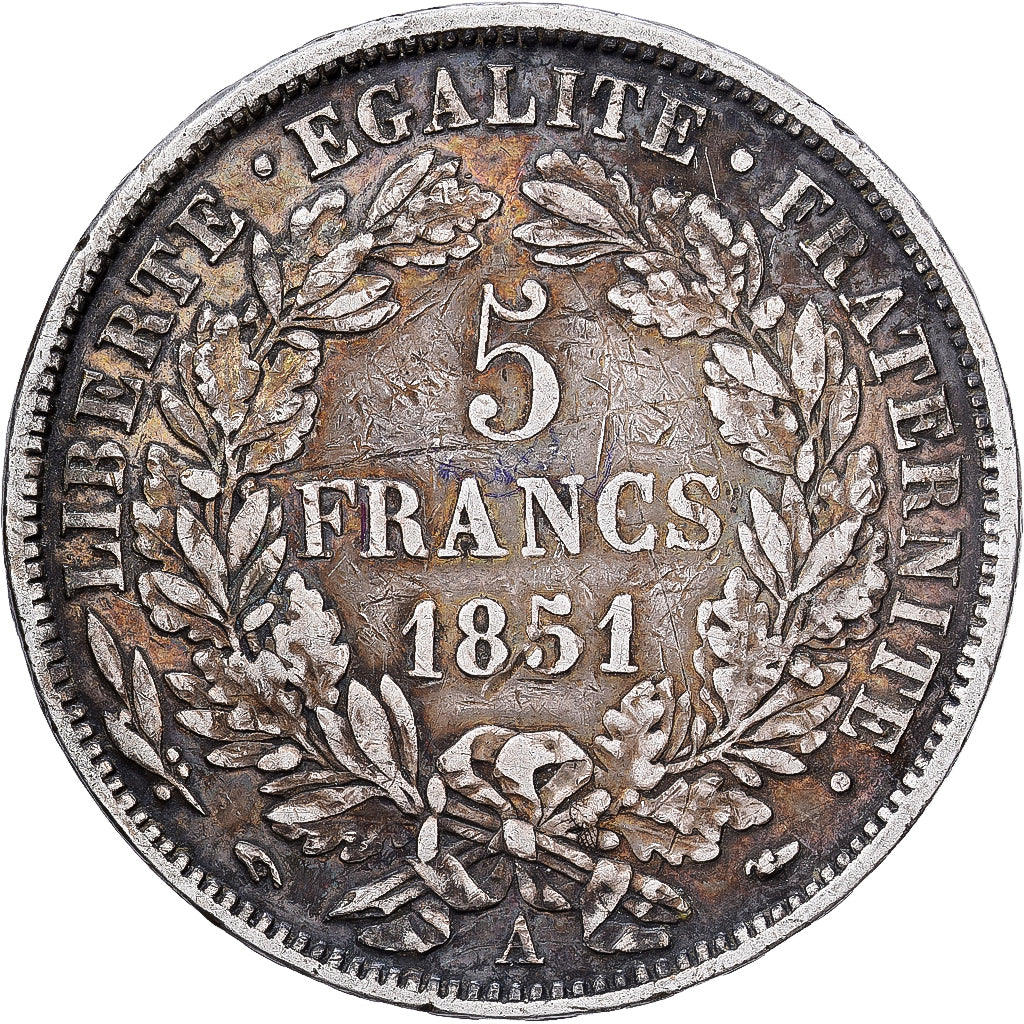 France, 5 Francs, Cérès, 1851, Paris, Argent, TTB, Gadoury:719, KM:761.1