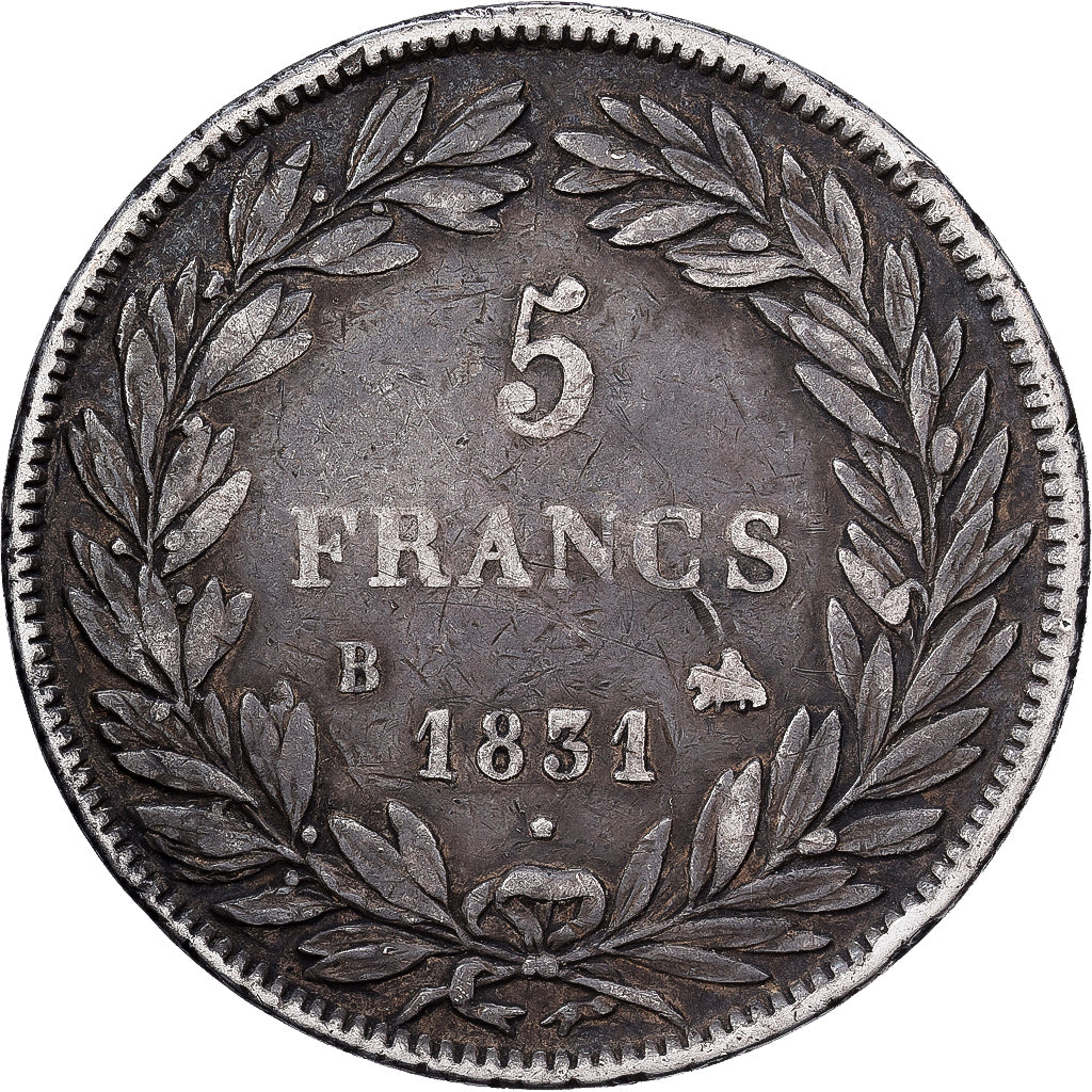 France, Louis-Philippe Ier, 5 Francs, 1831, Rouen, Argent, TB+, Gadoury:676