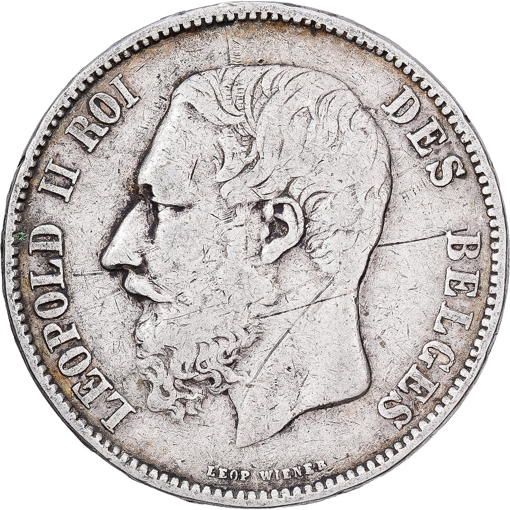 Belgium, Leopold II, 5 Francs, 5 Frank, 1867, Brussels, Silver, VF(30-35), KM:24