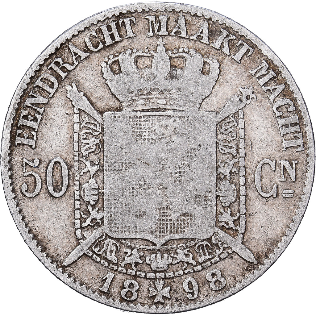 Belgique, Leopold II, 50 Centimes, 1898, Bruxelles, Argent, B+, KM:27
